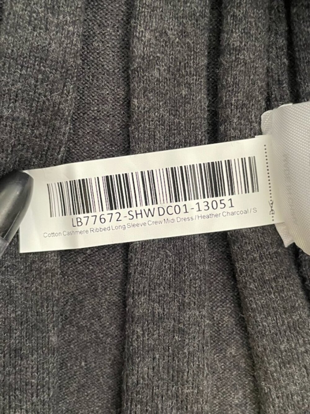 Quince Cotton Cashmere Ribbed Long Sleeve Crew Midi Dress NWT Size S Charcoal - Picture 15 of 15